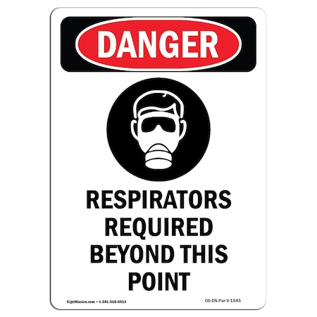 OSHA Danger Sign, Respirators Required, 14in X 10in Aluminum